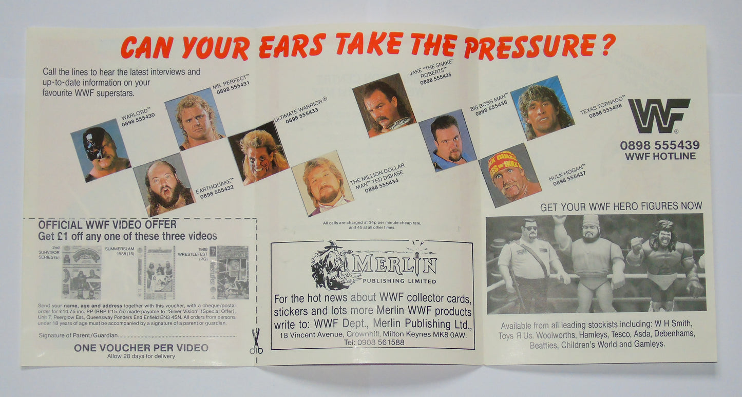WWF Wrestling UK Rampage Tour 1991 Official Event Program With Match Card