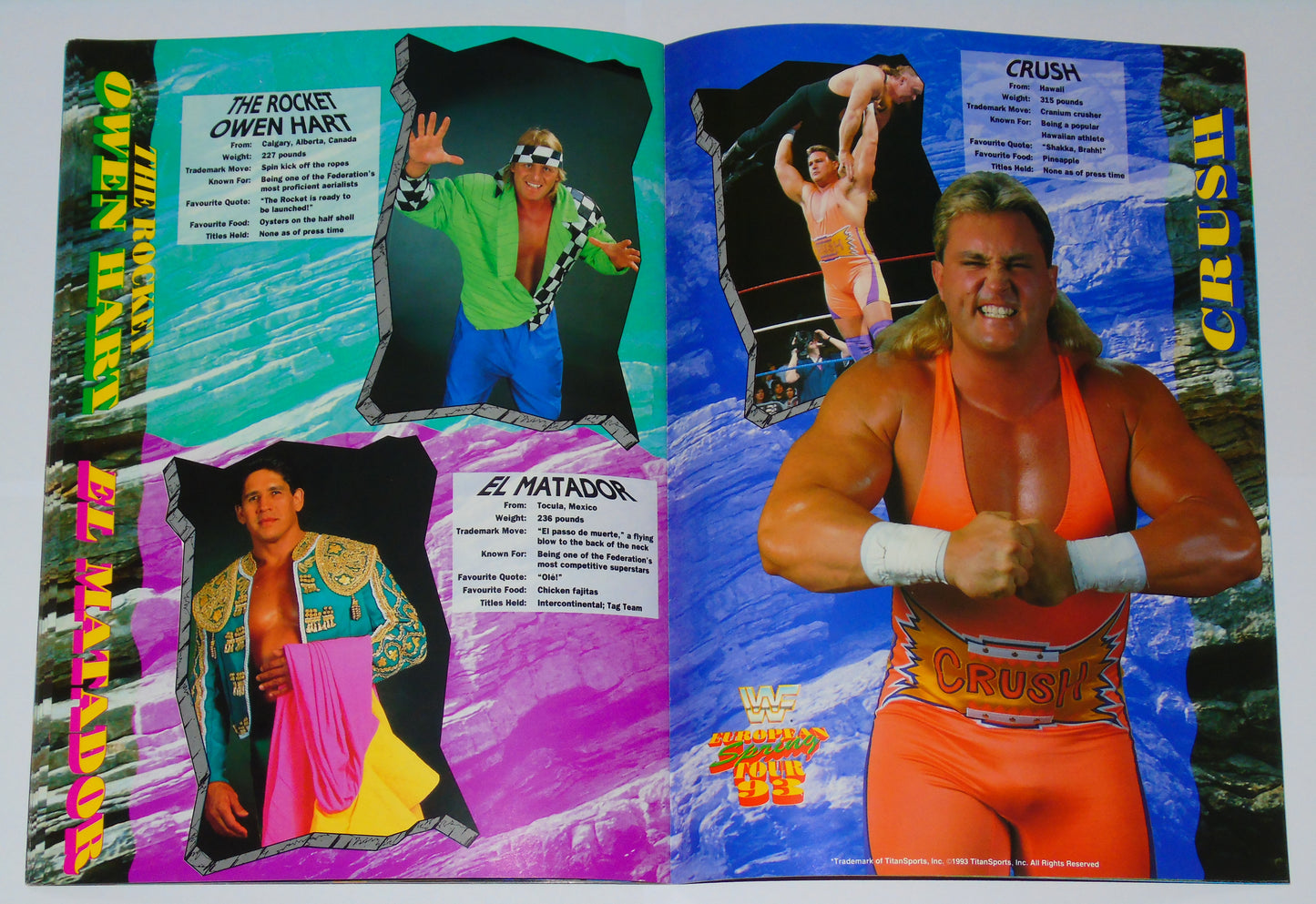 WWF Wrestling European Spring Tour 1993 Official Event Program