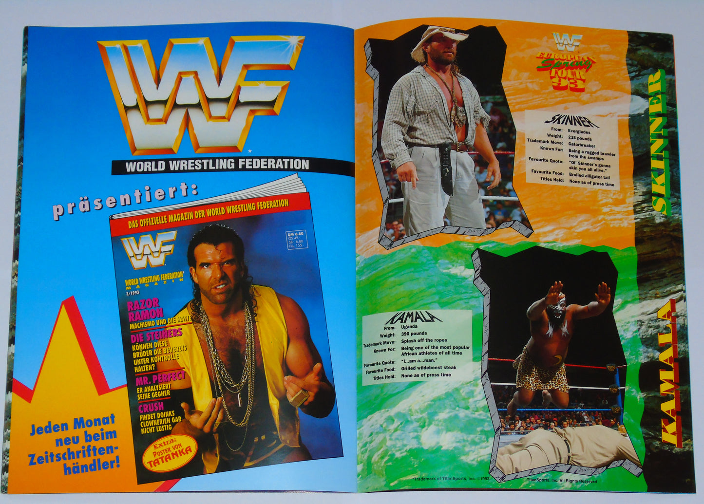 WWF Wrestling European Spring Tour 1993 Official Event Program
