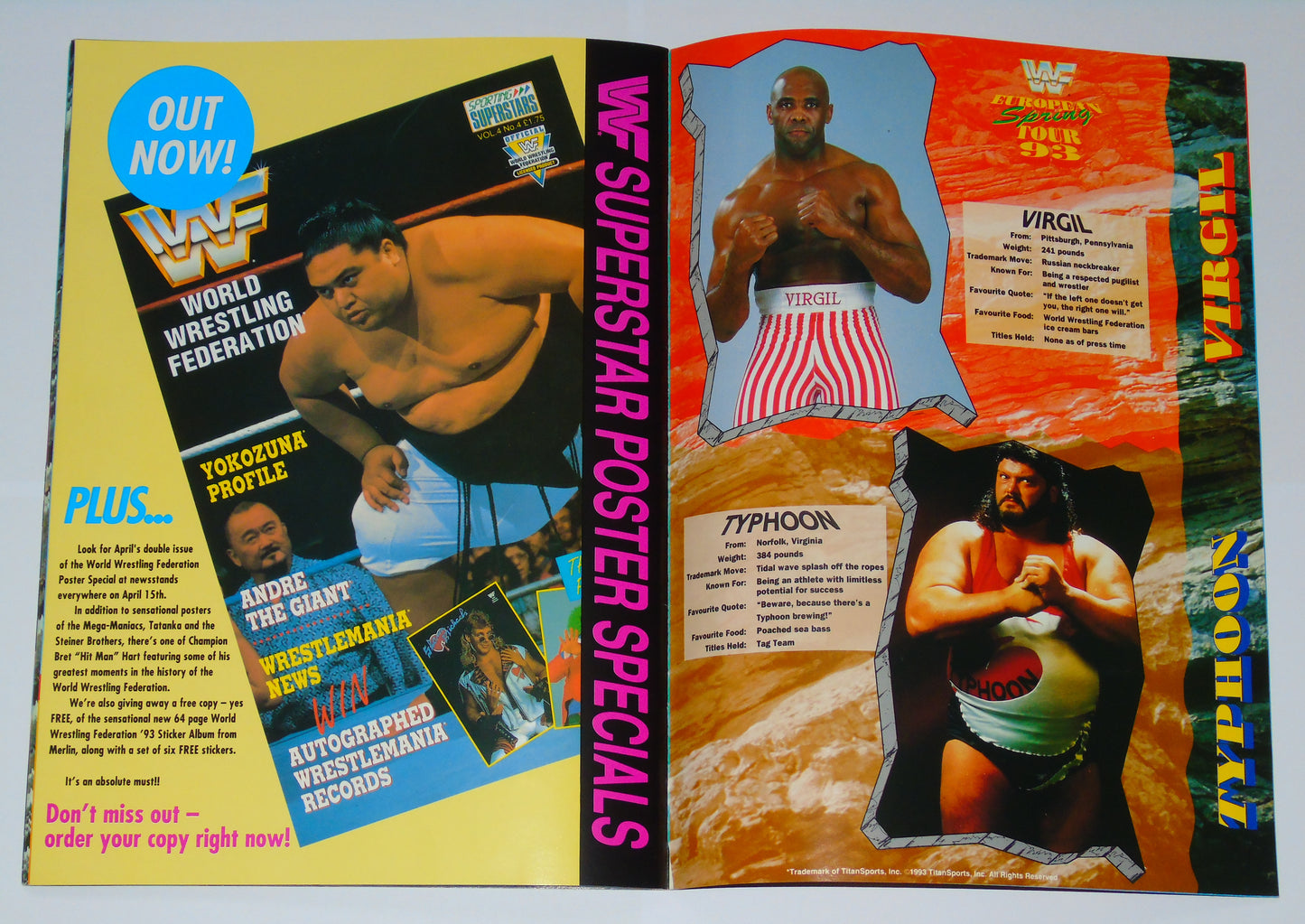 WWF Wrestling European Spring Tour 1993 Official Event Program