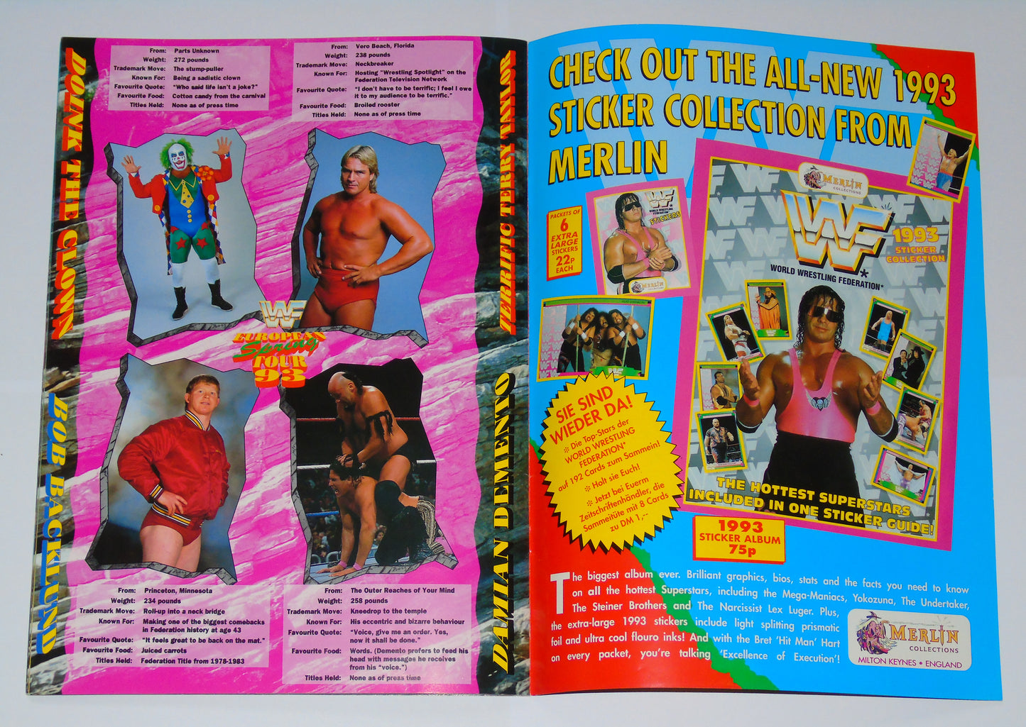 WWF Wrestling European Spring Tour 1993 Official Event Program