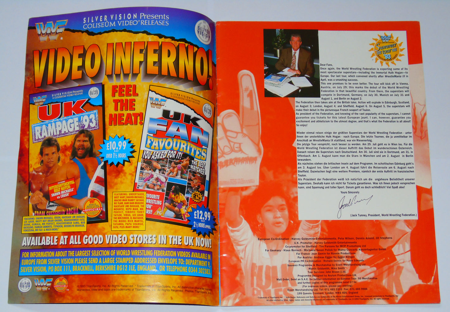 WWF Wrestling European Summer Tour 1993 Official Event Program