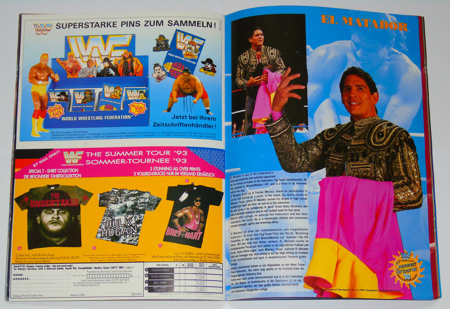 WWF Wrestling European Summer Tour 1993 Official Event Program