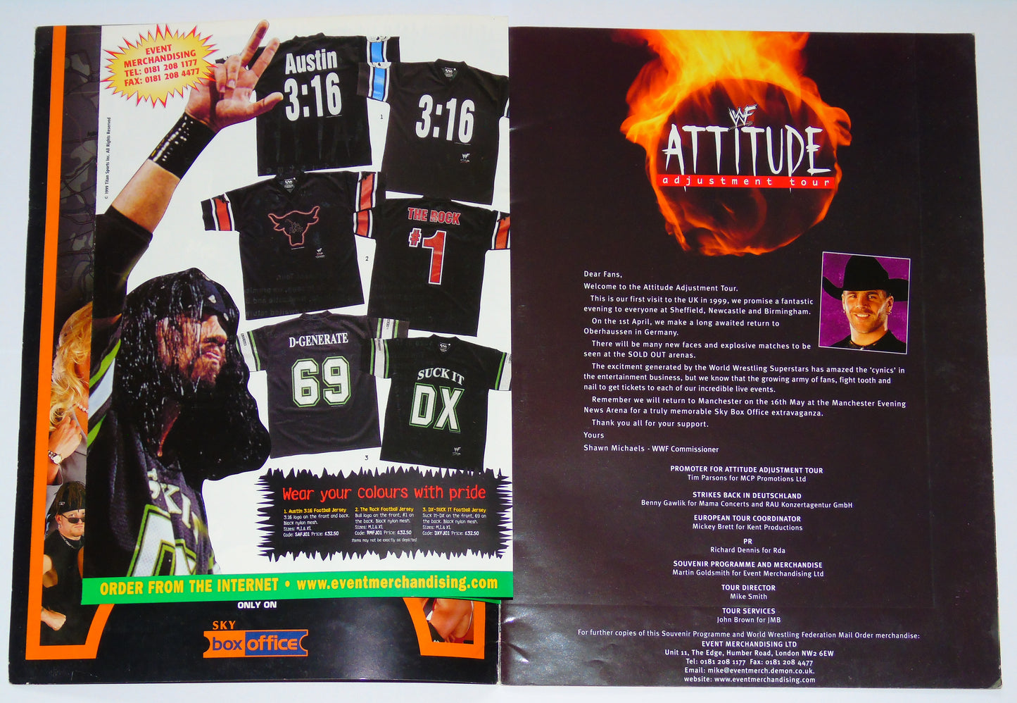 WWF Wrestling Attitude Adjustment Tour 1999 Official Event Program