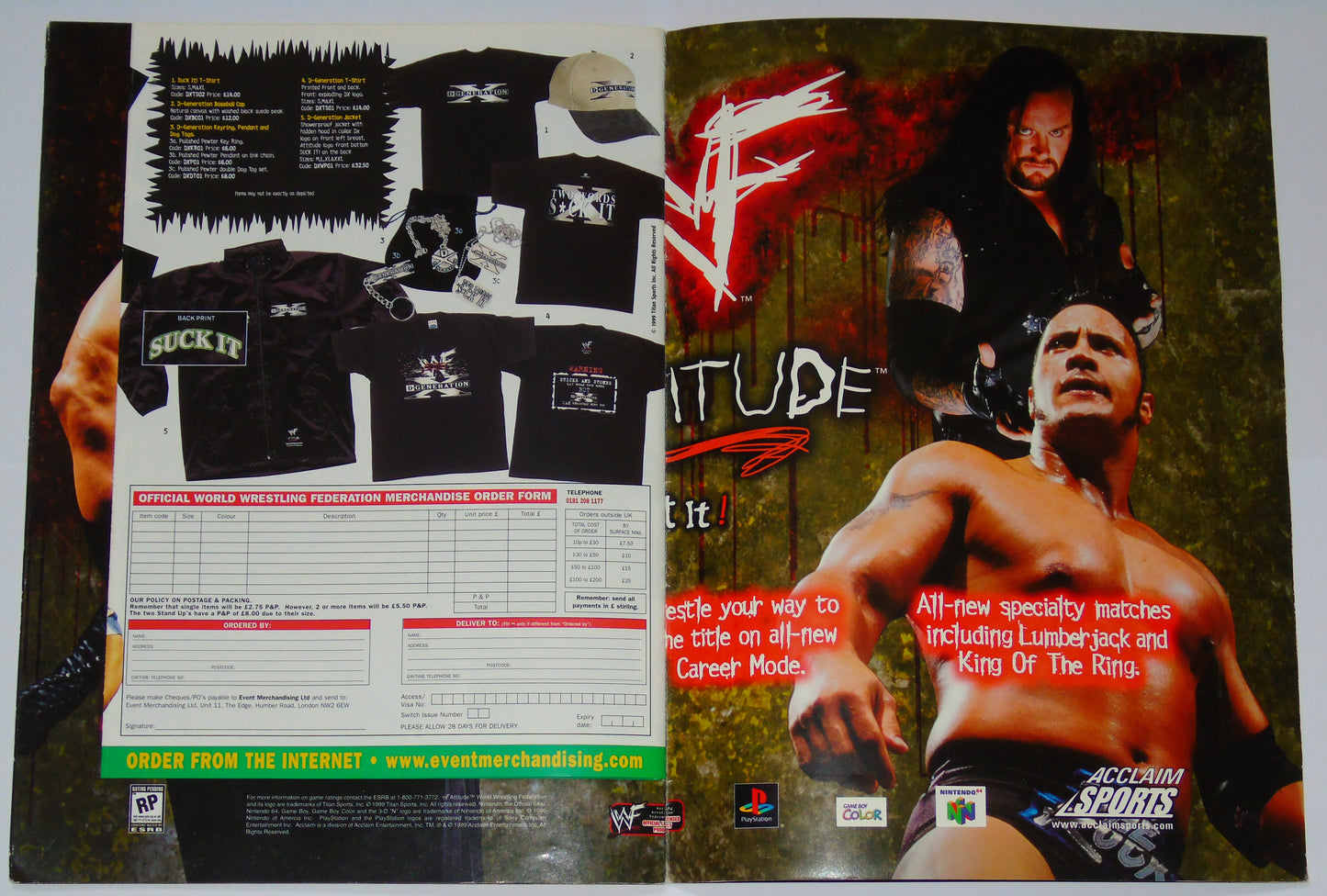 WWF Wrestling Attitude Adjustment Tour 1999 Official Event Program