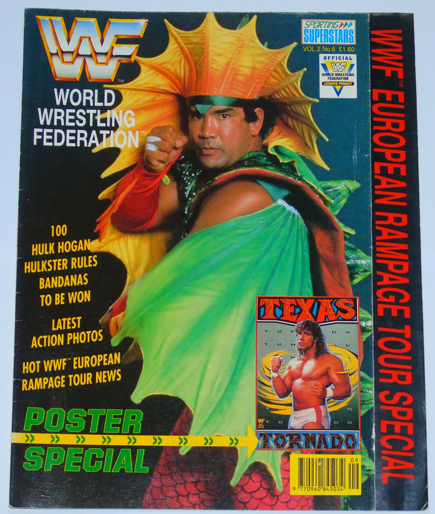 WWF Wrestling 1991 UK Sporting Superstars Publication with Double Poster Special