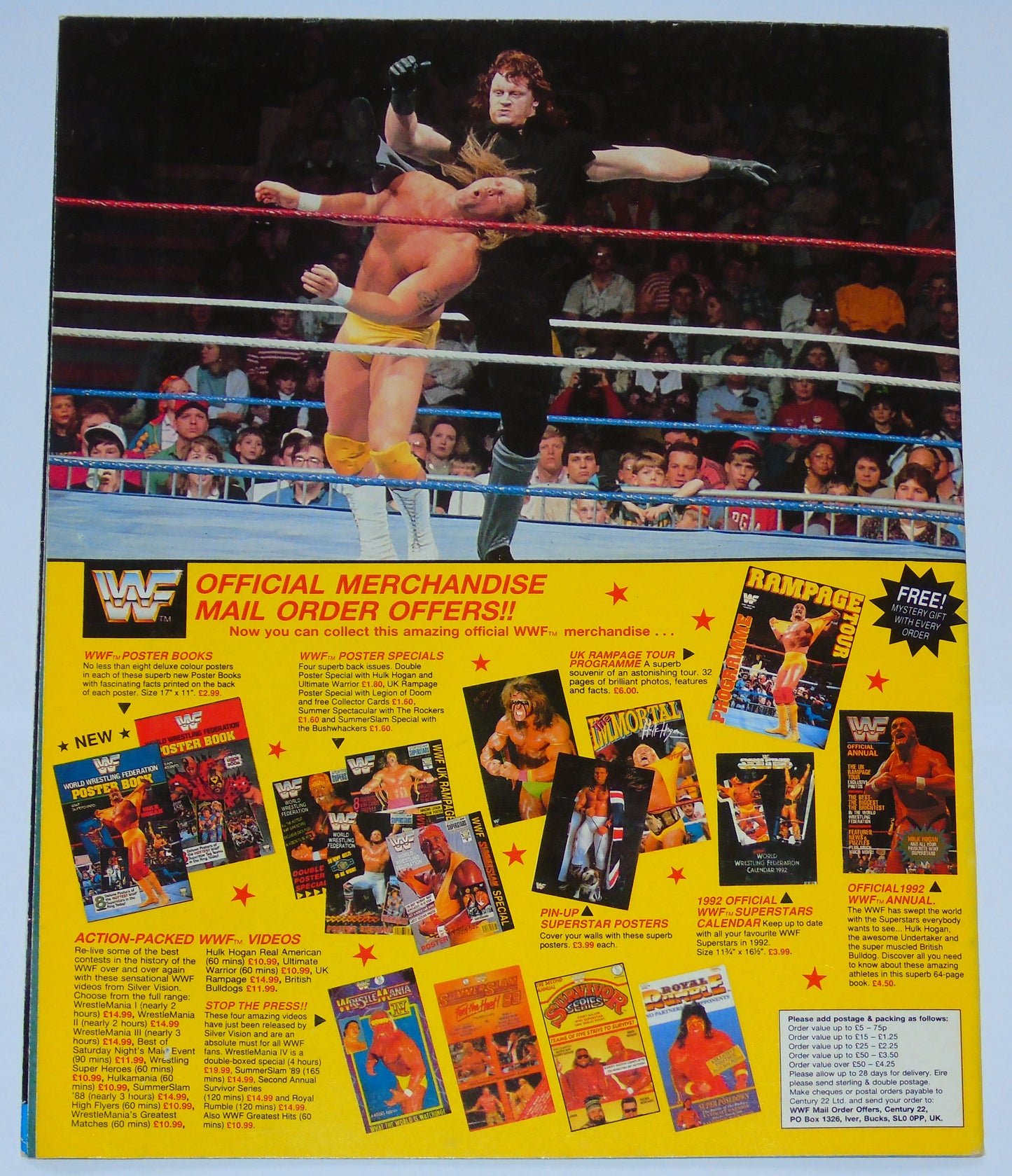 WWF Wrestling 1991 UK Sporting Superstars Publication with Double Poster Special