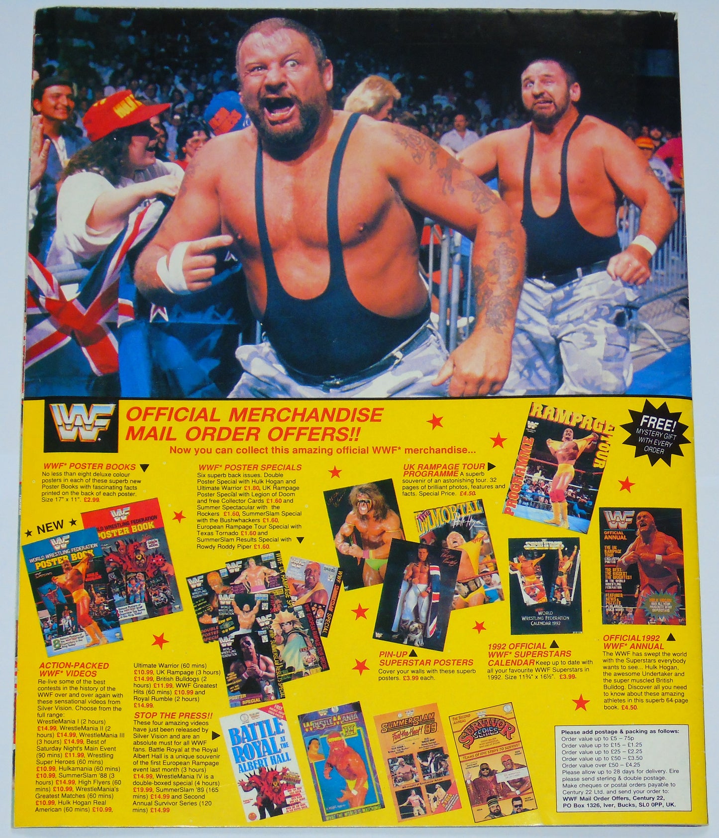 WWF Wrestling 1991 UK Sporting Superstars Publication with Double Poster Special