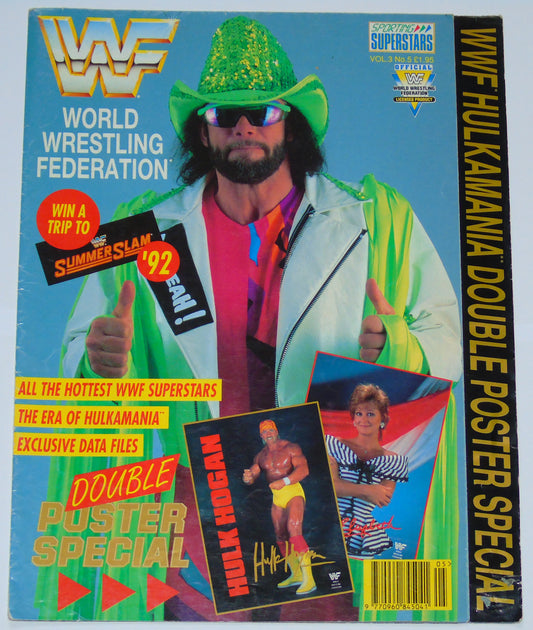 WWF Wrestling 1992 UK Sporting Superstars Publication with Double Poster Special