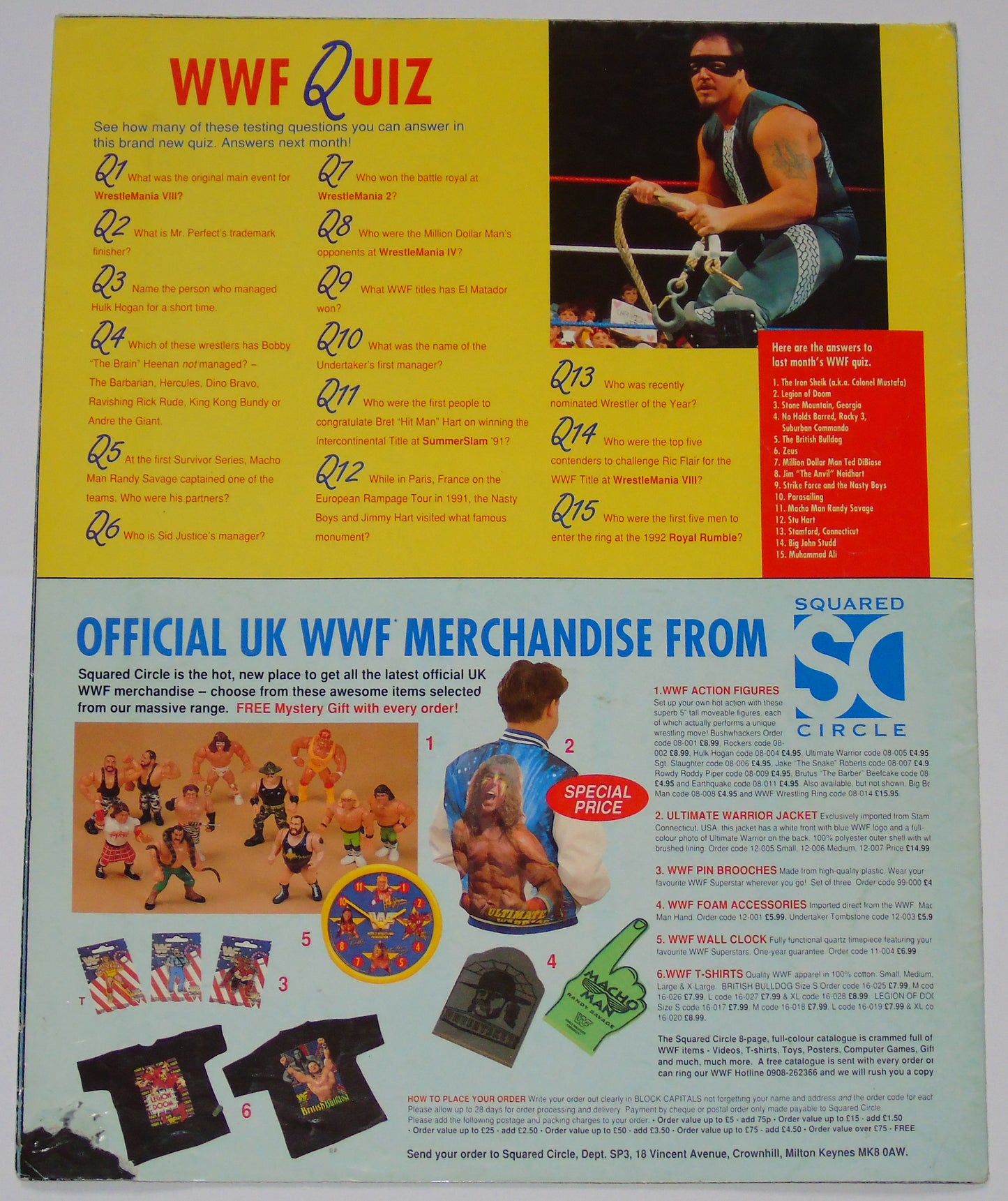 WWF Wrestling 1992 UK Sporting Superstars Publication with Double Poster Special