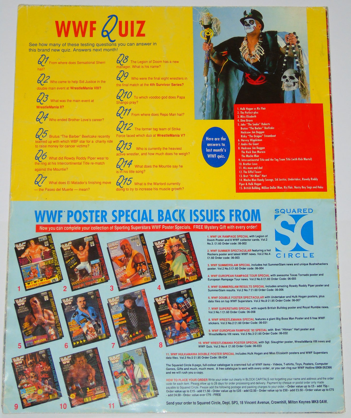 WWF Wrestling 1992 UK Sporting Superstars Publication with Double Poster Special