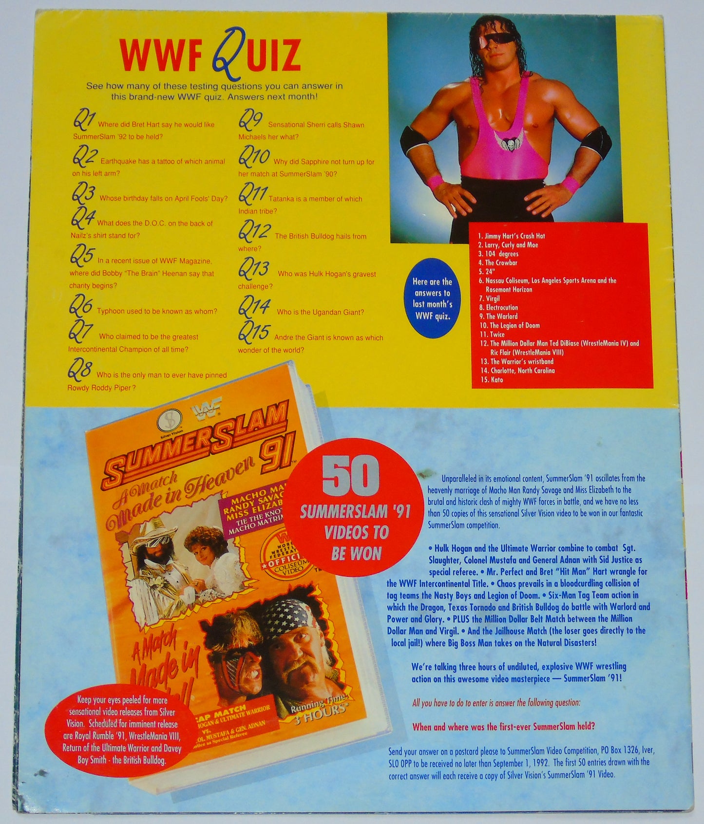 WWF Wrestling 1992 UK Sporting Superstars Publication with Double Poster Special