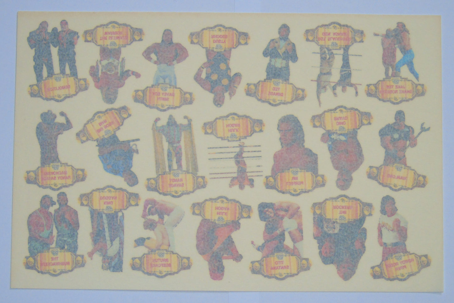 WWF Wrestling Temporary Tattoos Super Transfer Collection Sheet