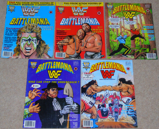 WWF Wrestling Battlemania Comic Complete Set Issues 1-5 All Complete With Posters
