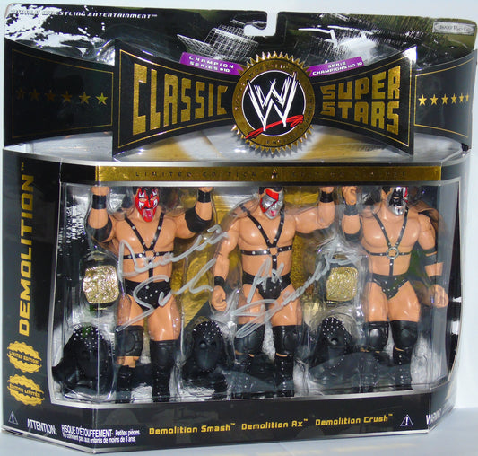 Demolition Ax & Smash WWE/WWF Jakks Classic Signed Triple Figure Set (with Crush)