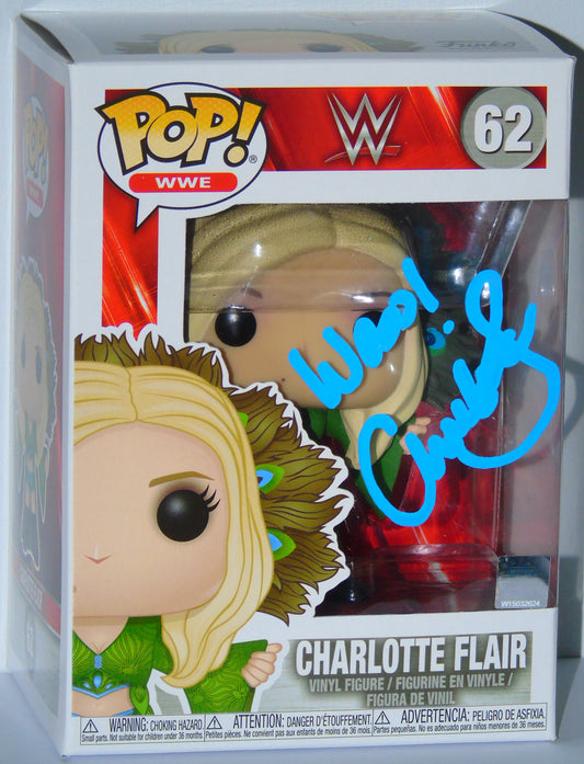 Charlotte Flair WWE Funko Pop! Vinyl Signed Figure Green Outfit Version