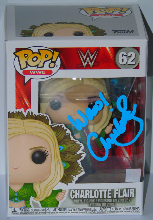 Charlotte Flair WWE Funko Pop! Vinyl Signed Figure Green Outfit Version