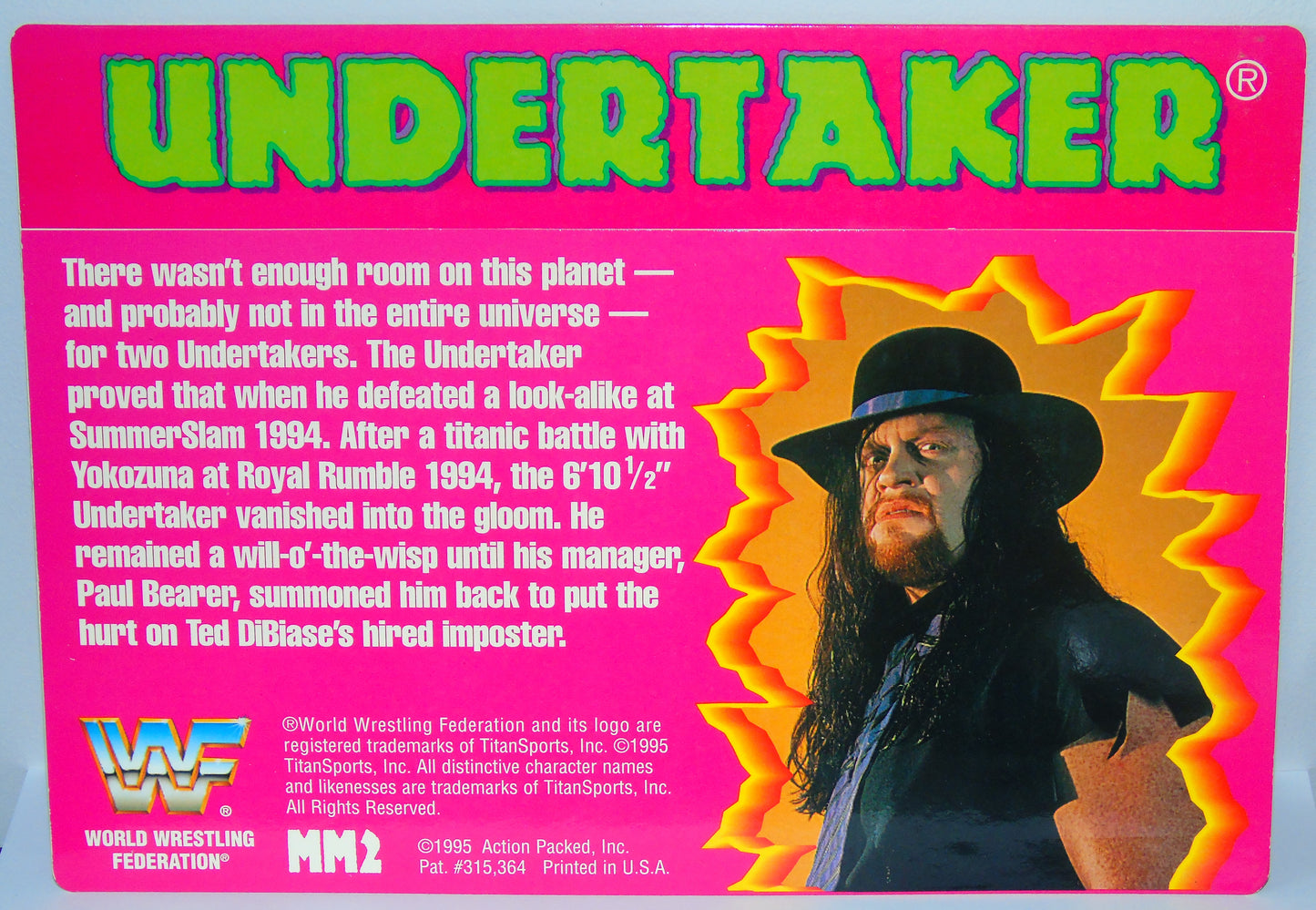 WWF Wrestling The Undertaker Super Sized Action Packed Promo Trading Card