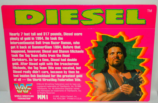 WWF Wrestling Diesel Super Sized Action Packed Promo Trading Card