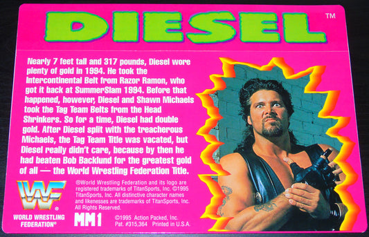 WWF Wrestling Diesel Super Sized Action Packed Promo Trading Card