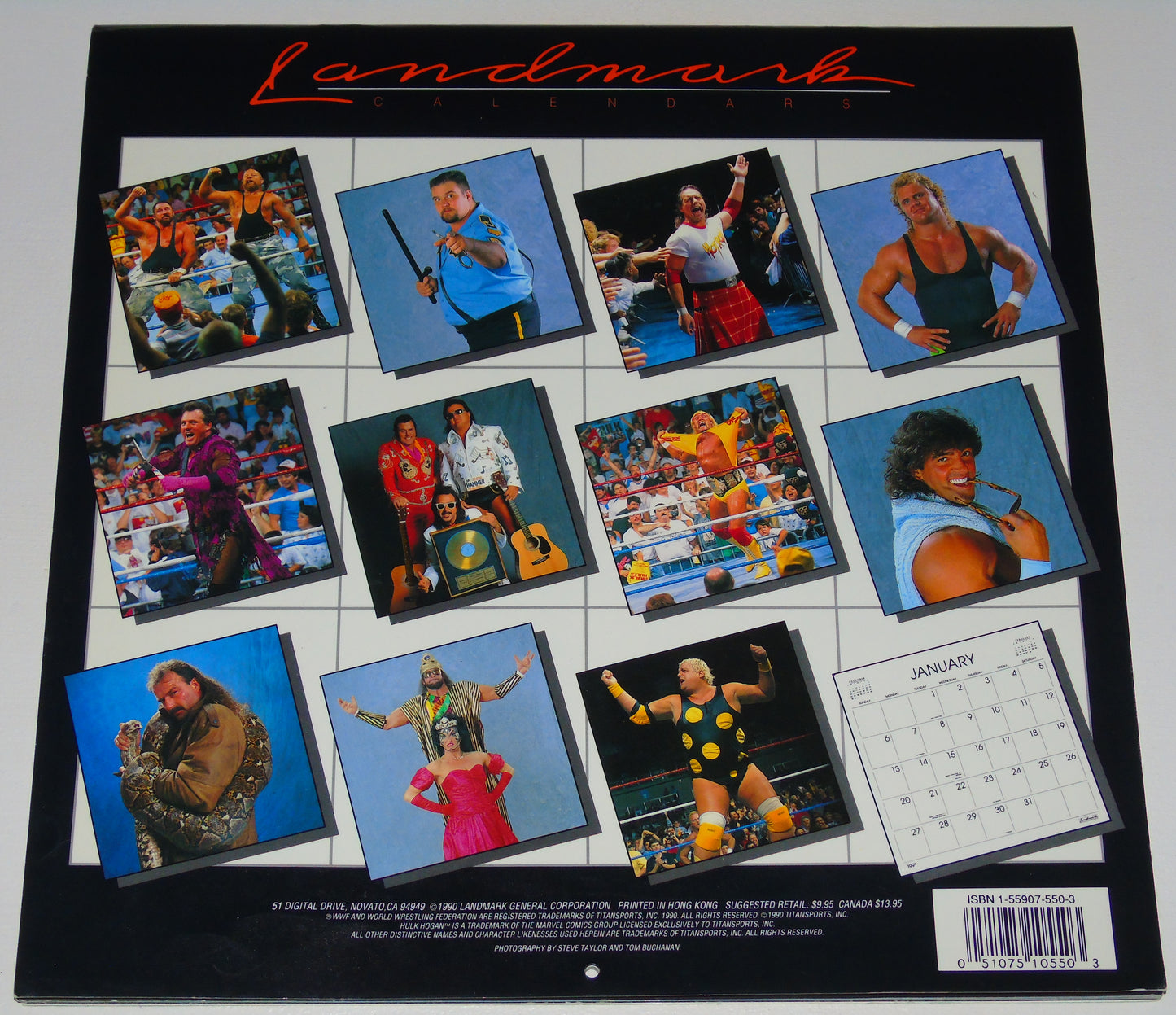 WWF Wrestling 1991 Calendar (days/dates will match year 2030)