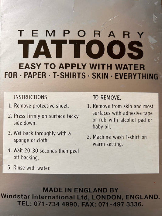 WWF Wrestling Temporary Tattoos Super Transfer Collection Sheet