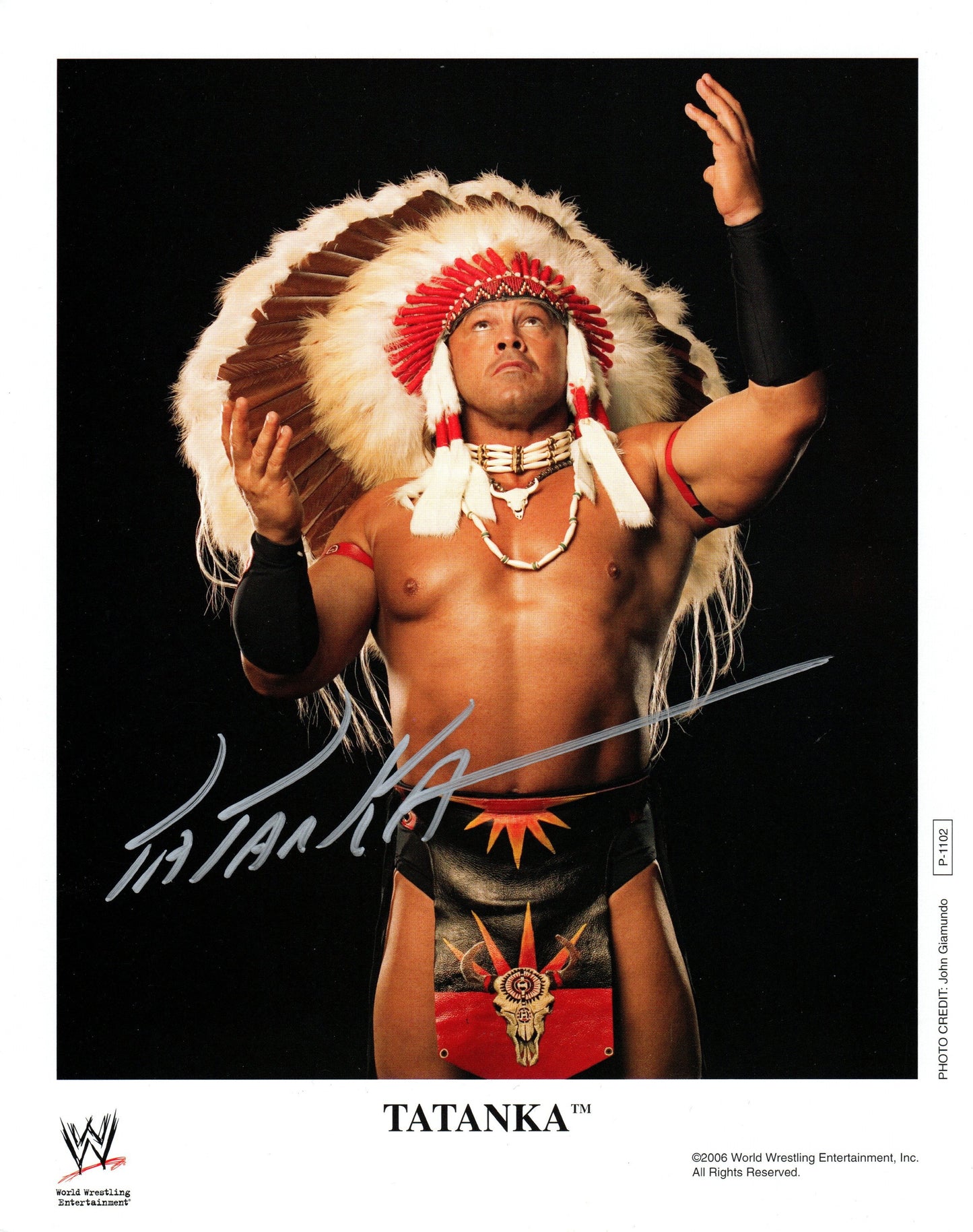 Tatanka WWE Wrestling Signed Promo Photo P-1102