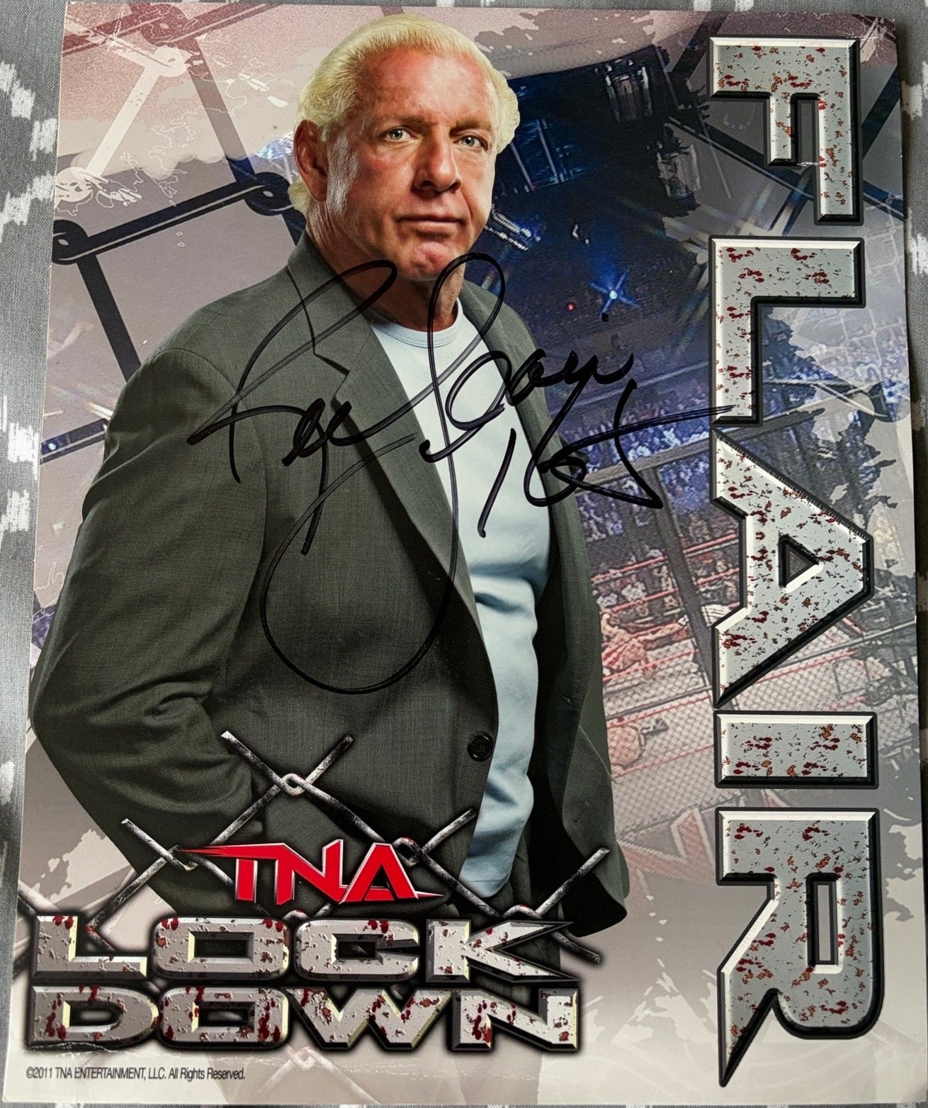 Ric Flair Signed TNA Lockdown Promo Photo