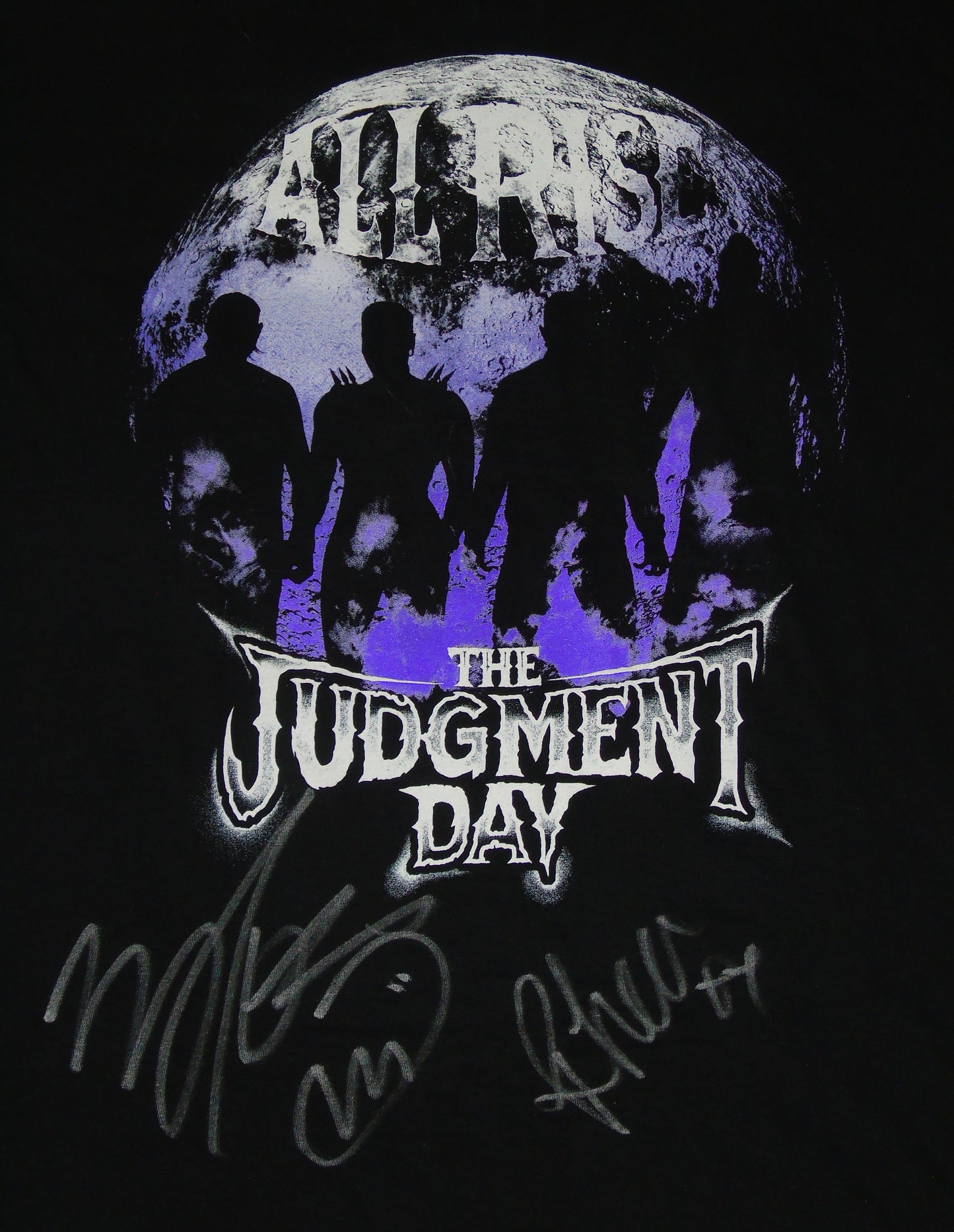 Finn Balor Signed & Ring Worn WWE Wrestling Judgment Day T-Shirt with additional Rhea Ripley Signature