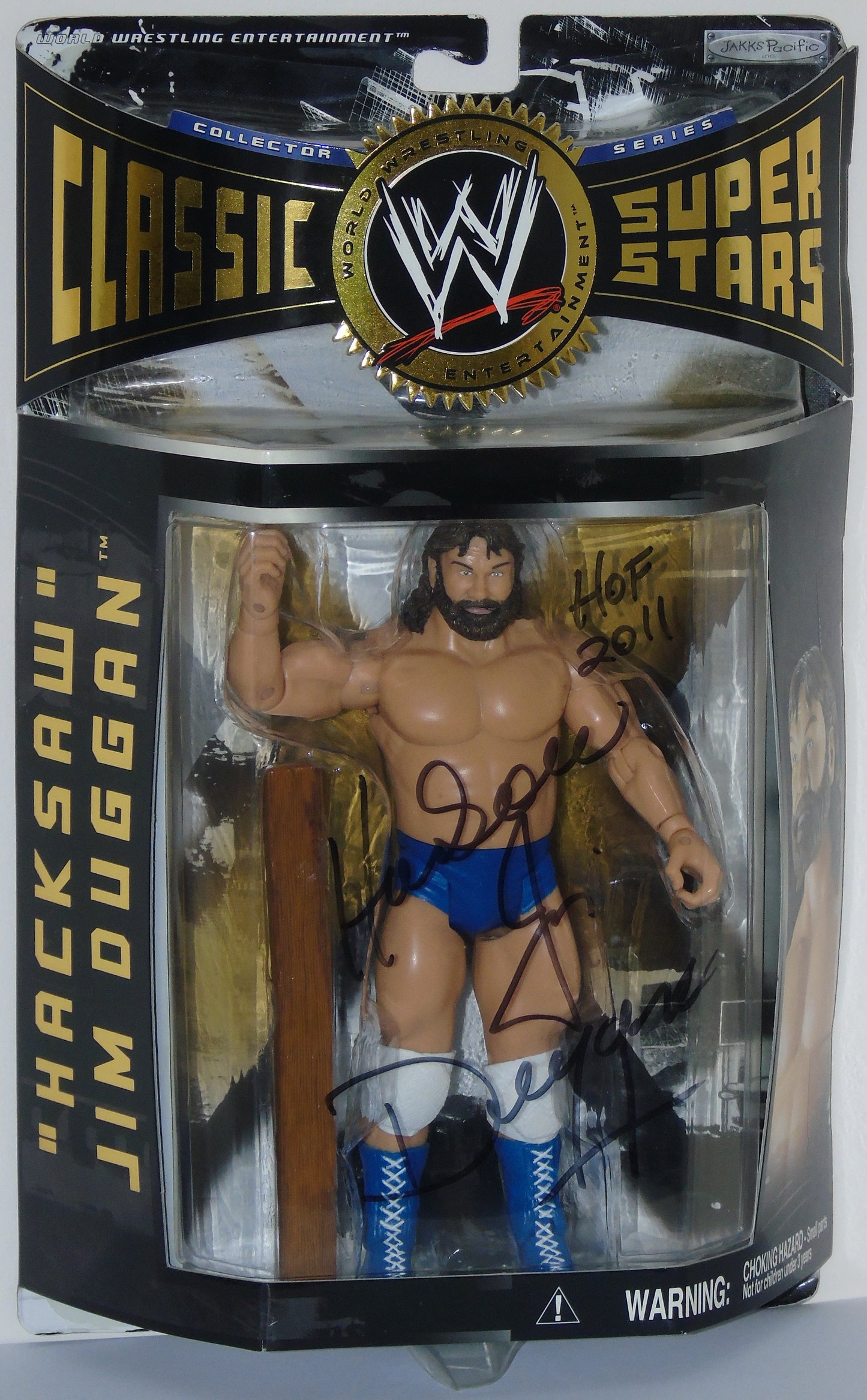 Hacksaw Jim Duggan WWE/WWF Jakks Classic Signed Figure