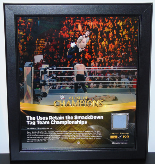 The Uso's WWE Clash Of Champions Plaque With Ring Mat