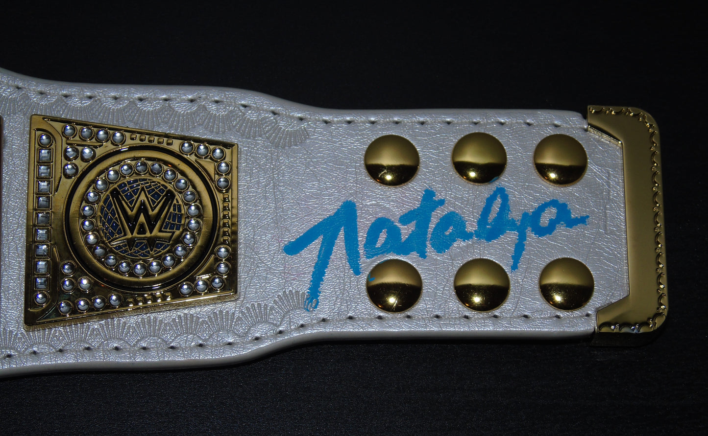 Natalya & Rhea Ripley Signed WWE Smackdown Women's Championship Mini Title Belt