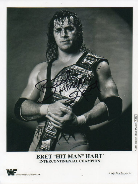 Bret "Hitman" Hart WWF/WWE Signed Promo Photo Print