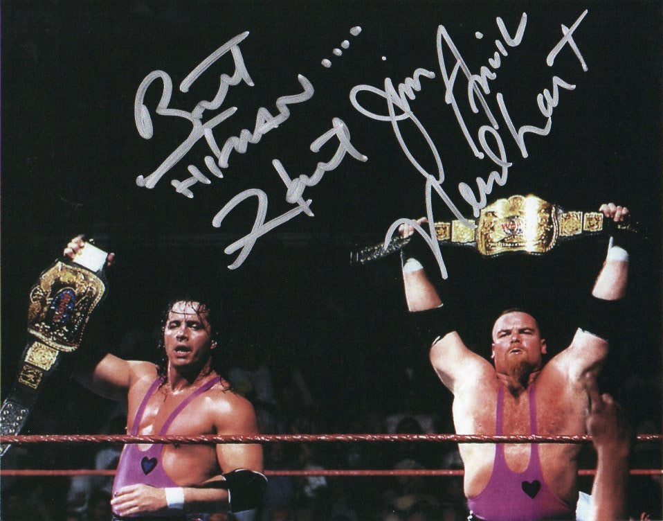 Hart Foundation Bret Hart & Jim Neidhart WWF/WWE Signed Photo