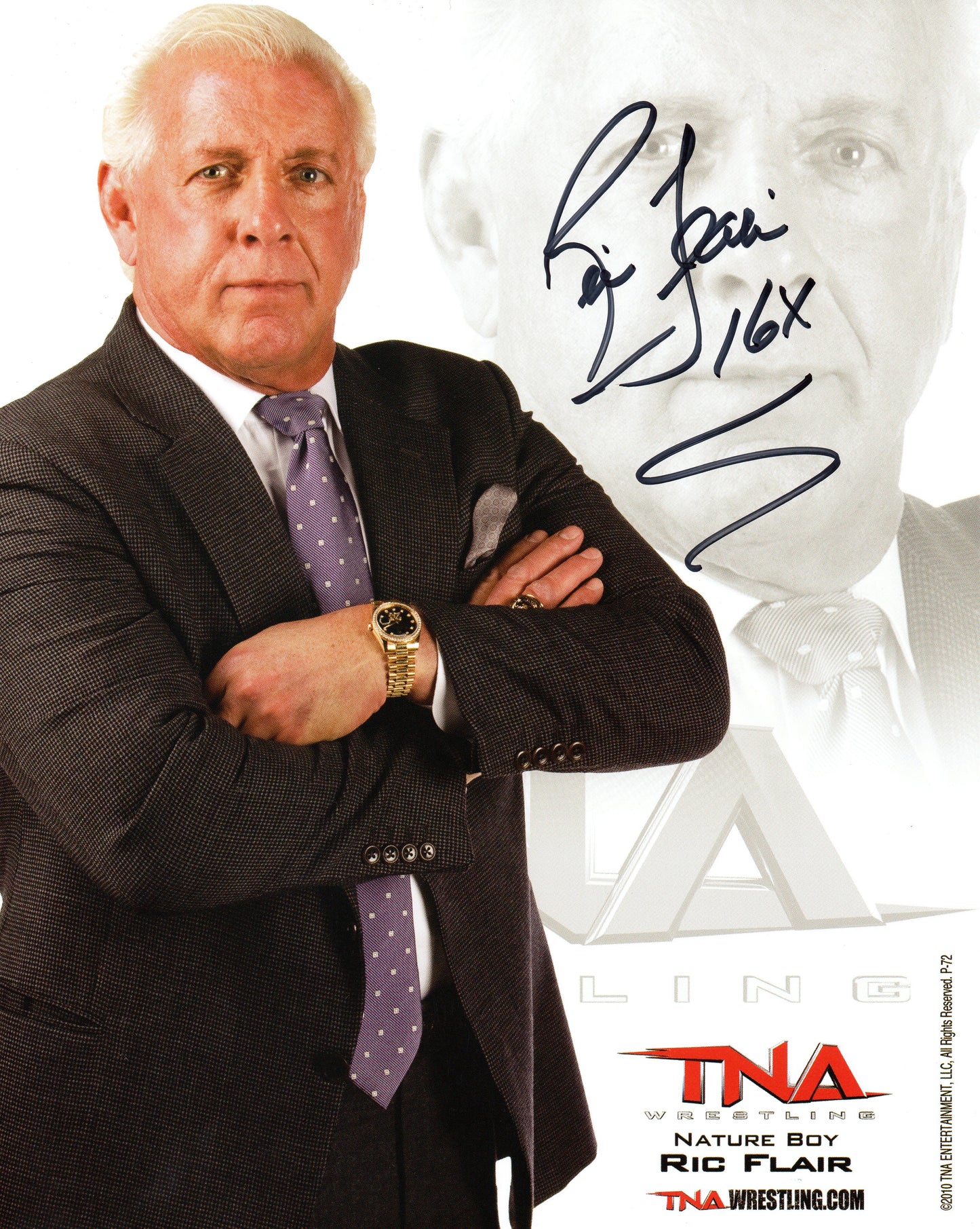 Ric Flair The Nature Boy TNA Impact Signed Promo Photo P-72