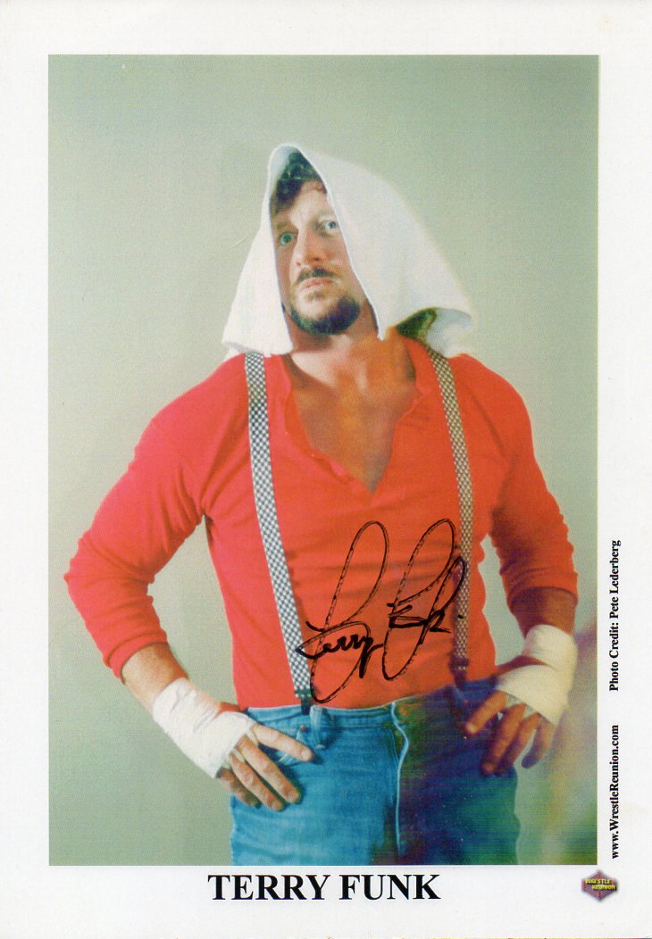 Terry Funk Wrestle Reunion Wrestling Signed Promo Photo