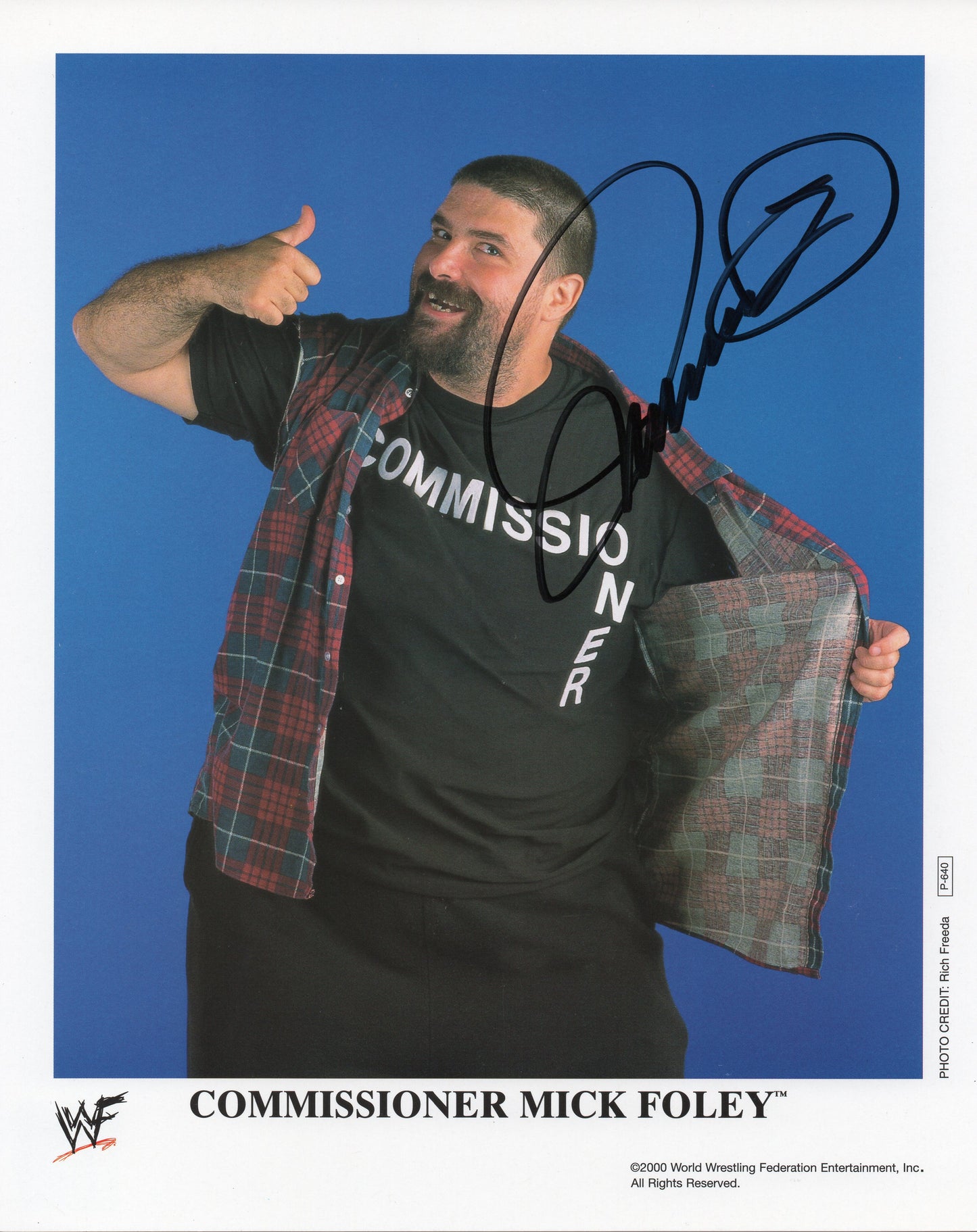 Commissioner Mick Foley WWE/WWF Signed Promo Photo P-640