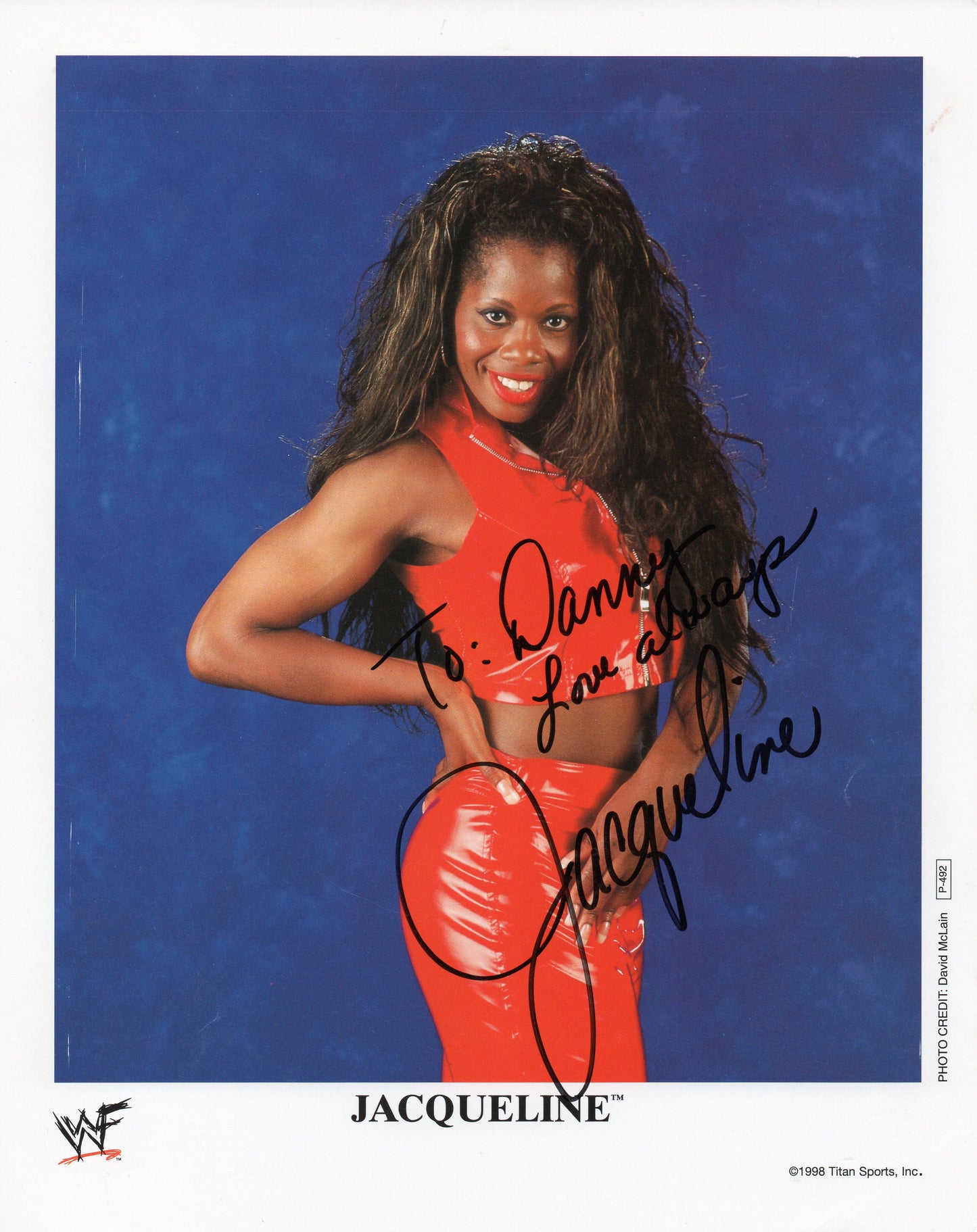 Jacqueline WWE/WWF Signed Promo Photo P-492