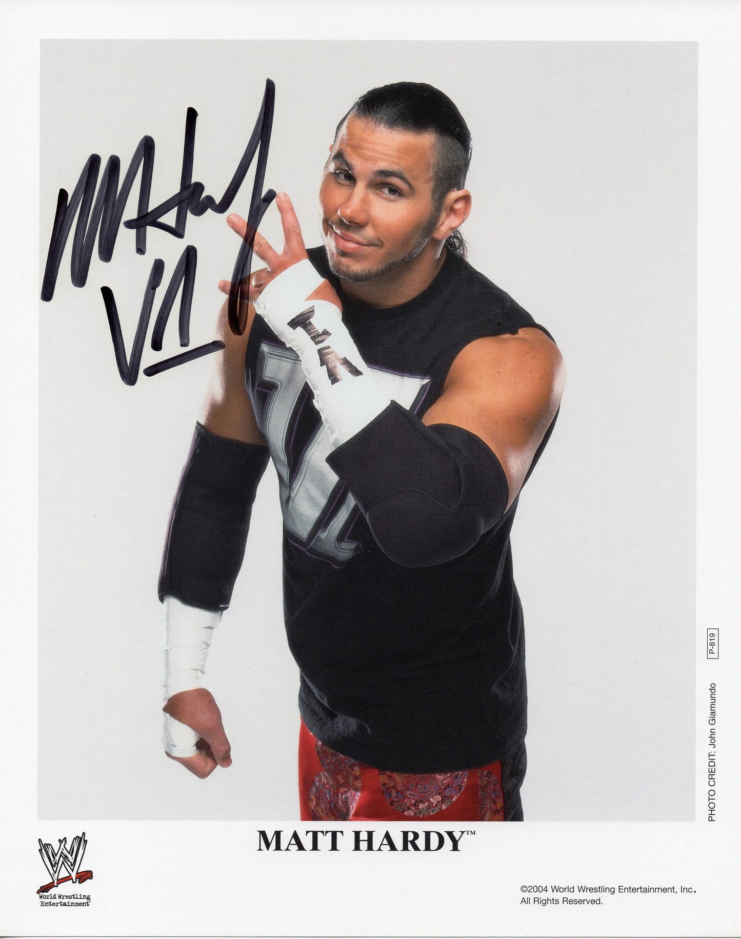 Matt Hardy WWE/WWF Signed Promo Photo P-819